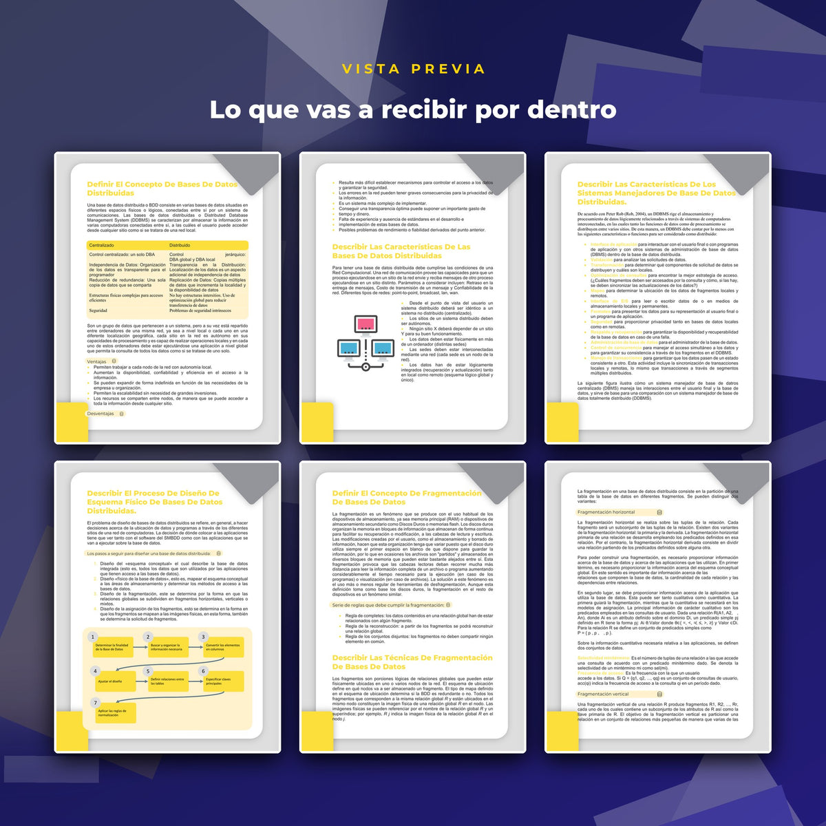 Vista previa de páginas interiores de Bases de Datos Distribuidas · Investigación de 30 Páginas