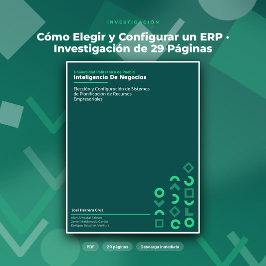 Portada de Cómo Elegir y Configurar un ERP · Investigación de 29 Páginas