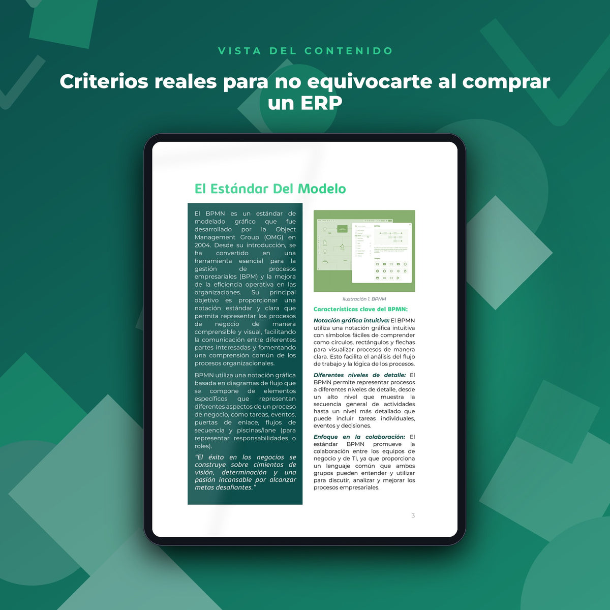 Vista del contenido de Cómo Elegir y Configurar un ERP · Investigación de 29 Páginas en mockup