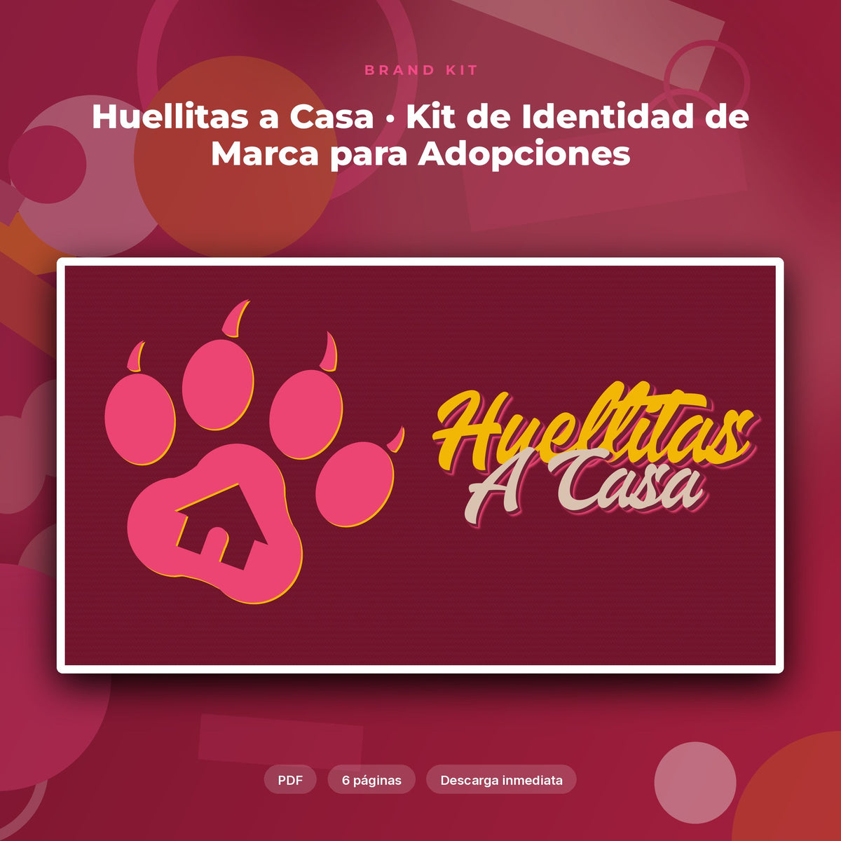 Portada de Huellitas a Casa · Kit de Identidad de Marca para Adopciones