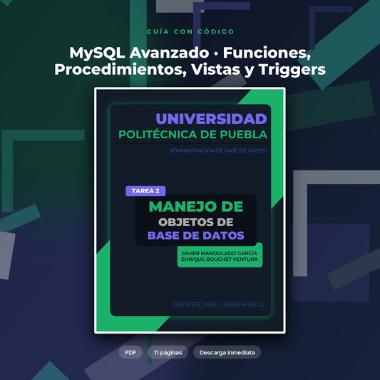 Portada de MySQL Avanzado · Funciones, Procedimientos, Vistas y Triggers