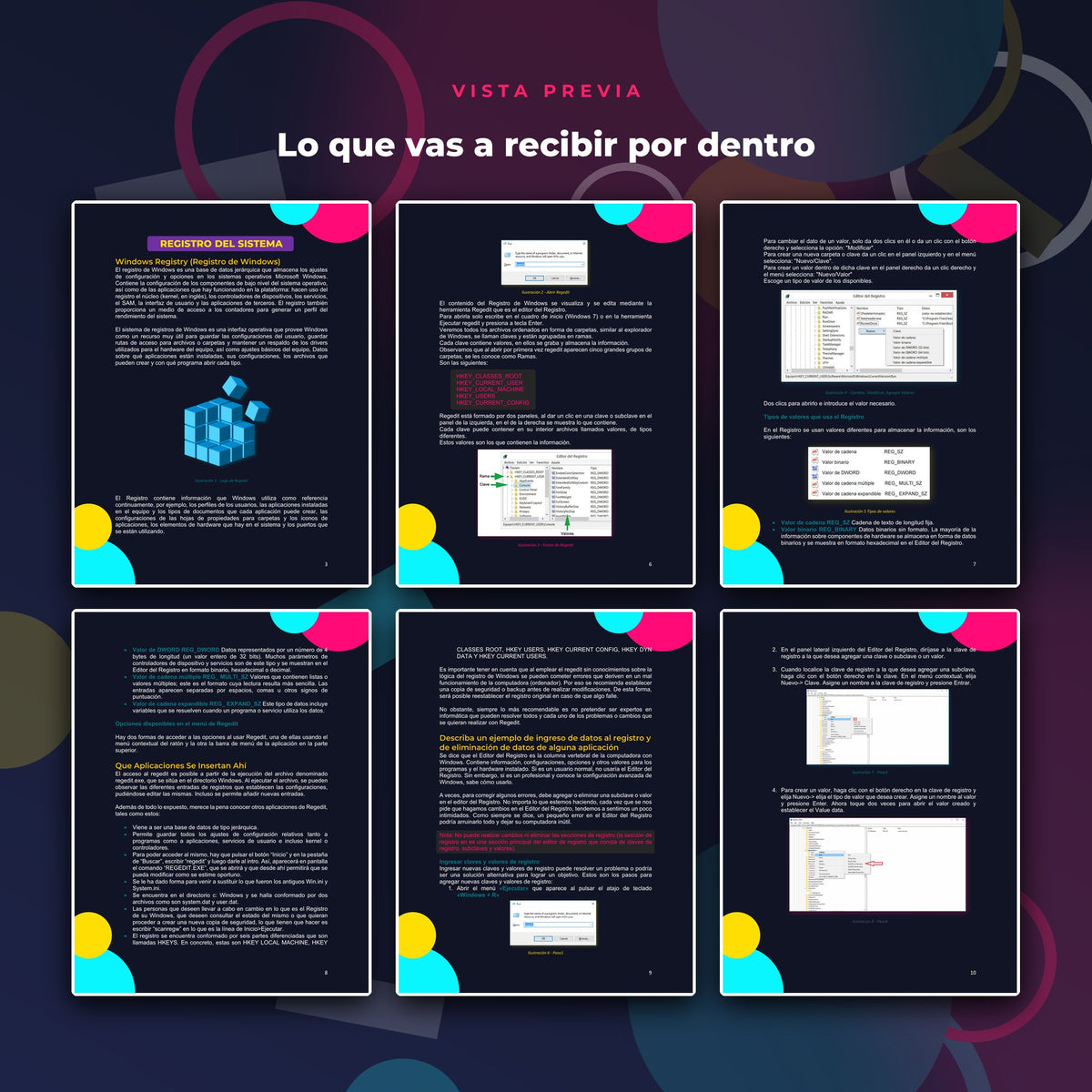 Vista previa de páginas interiores de Registro de Windows (Regedit) · Manual Ilustrado Paso a Paso