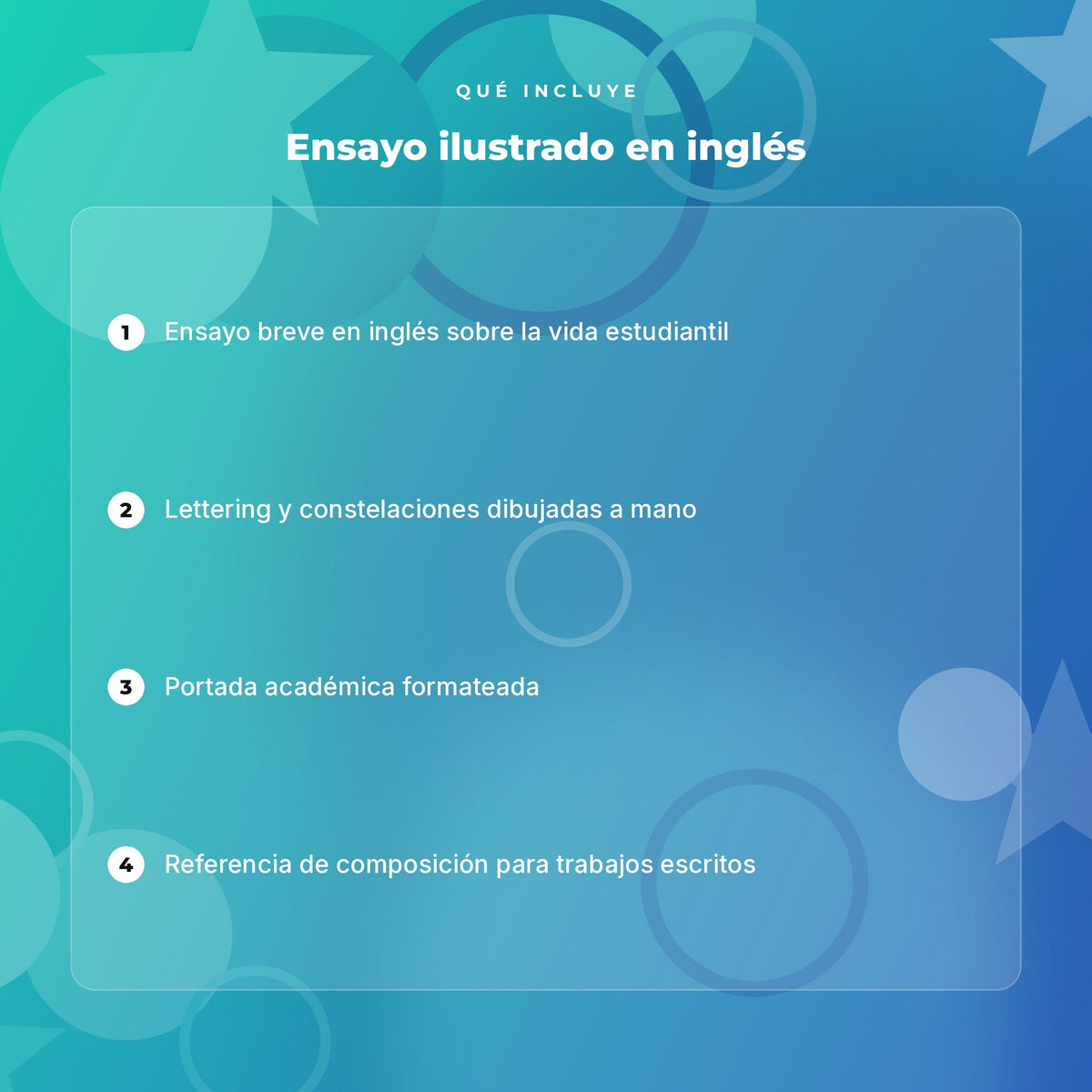 Qué incluye Student Situation · Ensayo Ilustrado de Inglés con Lettering